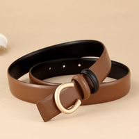 Ladies Double Sided Available Internal Buckle Simple Thin Belt Cowhide main image 2