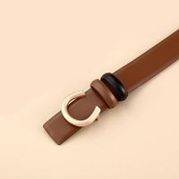 Ladies Double Sided Available Internal Buckle Simple Thin Belt Cowhide main image 4