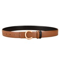 Ladies Double Sided Available Internal Buckle Simple Thin Belt Cowhide main image 6