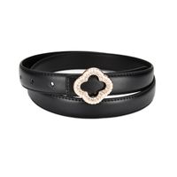 Flower-shaped Diamond Buckle Leather Two-layer Cowhide Belt Women's Decorative main image 6