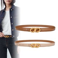 Leather Eight Shaped Smooth Buckle Thin Ladies Decoration Retro Belt main image 4