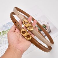 Leather Eight Shaped Smooth Buckle Thin Ladies Decoration Retro Belt main image 5