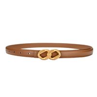 Leather Eight Shaped Smooth Buckle Thin Ladies Decoration Retro Belt main image 1