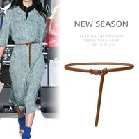 New Non-porous Decorative Dress Simple Fashion Leather Women's Thin Belt Wholesale main image 4