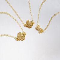 Fashion Plated 14k Gold Pendant Simple Four-leaf Copper Necklace main image 1