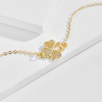 Fashion Plated 14k Gold Pendant Simple Four-leaf Copper Necklace main image 3