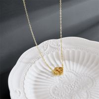 Fashion Plated 14k Gold Pendant Simple Four-leaf Copper Necklace main image 4