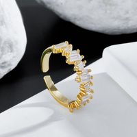 Modeschmuck Micro-set Zirkon Wellenförmige Öffnung Verstellbarer Ring Weiblich Kupfer main image 1