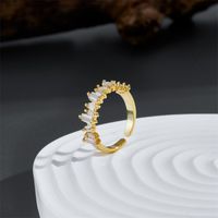 Modeschmuck Micro-set Zirkon Wellenförmige Öffnung Verstellbarer Ring Weiblich Kupfer main image 4