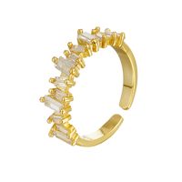 Modeschmuck Micro-set Zirkon Wellenförmige Öffnung Verstellbarer Ring Weiblich Kupfer main image 6
