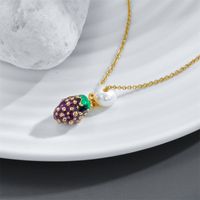 Fashion Grape Pineapple Cute Copper-plated 14k Gold Necklace main image 4