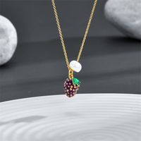 Fashion Grape Pineapple Cute Copper-plated 14k Gold Necklace main image 5