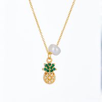 Fashion Grape Pineapple Cute Copper-plated 14k Gold Necklace main image 6