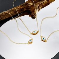 Fashion Natural Mother-of-pearl Pendant Devil's Eye Zircon Copper Necklace main image 5