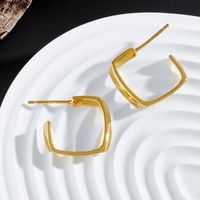 Korean New Square Fashion Hollow 14k Gold Plated Copper Earrings main image 1