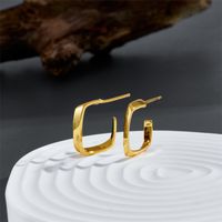 Korean New Square Fashion Hollow 14k Gold Plated Copper Earrings main image 3