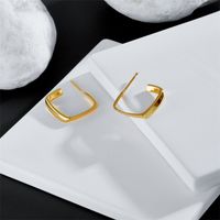Korean New Square Fashion Hollow 14k Gold Plated Copper Earrings main image 5