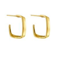 Korean New Square Fashion Hollow 14k Gold Plated Copper Earrings main image 6