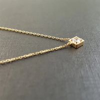 Fashion 14k Gold Square Pendant Inlaid Zircon Pendant Copper Necklace main image 6