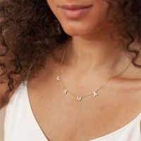 Fashion Diamond Letter Necklace Simple Copper Plated 14k Gold Necklace main image 1