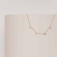 Fashion Diamond Letter Necklace Simple Copper Plated 14k Gold Necklace main image 4