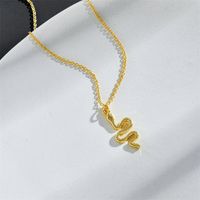 Fashion Snake-shaped Pendant Retro Simple Copper Necklace main image 4