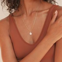 Fashion Pearl Paper Clip Necklace Simple Copper Plated 14k Gold Necklace main image 2