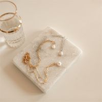 Fashion Pearl Paper Clip Necklace Simple Copper Plated 14k Gold Necklace main image 4