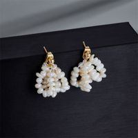 Boucles D&#39;oreilles En Perles D&#39;eau Douce Naturelles En Or Véritable Pour Dames Baroques main image 1