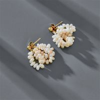 New Baroque Ladies Electroplating Real Gold Natural Freshwater Pearl Earrings main image 5