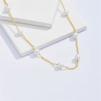 Collier De Perles De Mode Rétro Cuivre Plaqué Or 14 Carats Chaîne De Clavicule En Cuivre main image 1