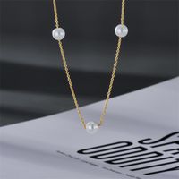 Fashion Pearl Necklace Retro Copper Plated 14k Gold Copper Clavicle Chain main image 6