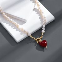 Fashion Heart-shaped Natural Freshwater Pearl Copper Necklace main image 3