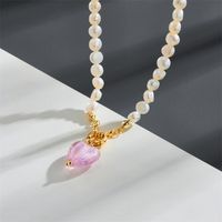Fashion Heart-shaped Natural Freshwater Pearl Copper Necklace main image 4