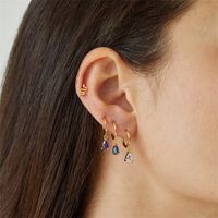 New Water Drop Zircon Earrings Fashion Copper Plated 14k Gold Piercing Jewelry main image 2