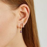 New Water Drop Zircon Earrings Fashion Copper Plated 14k Gold Piercing Jewelry main image 4