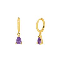 New Water Drop Zircon Earrings Fashion Copper Plated 14k Gold Piercing Jewelry main image 6