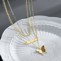 Fashion Butterfly Pendant Three-layer Necklace Copper Necklace main image 1