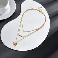 Fashion Butterfly Pendant Three-layer Necklace Copper Necklace main image 3