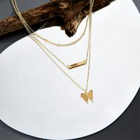 Fashion Butterfly Pendant Three-layer Necklace Copper Necklace main image 5