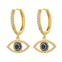 Fashion Heart Devil Eye Plated 14k Real Gold Zircon Pearl Copper Earrings main image 7