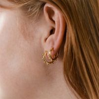 Fashion Ladies Earrings New Simple Copper Plated 14k Real Gold Piercing Jewelry main image 2
