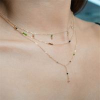 Fashion Natural Stone Necklace Copper Plated 14k Gold Stitching Necklace main image 1