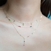 Fashion Natural Stone Necklace Copper Plated 14k Gold Stitching Necklace main image 4