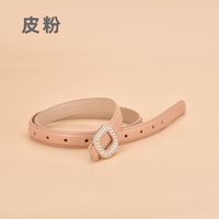 New Ladies Inlaid Rhinestone Round Decorative Women's Leather Smooth Buckle Belt Wholesale 105cm sku image 11