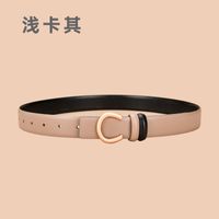 Ladies Double Sided Available Internal Buckle Simple Thin Belt Cowhide sku image 1