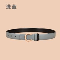 Ladies Double Sided Available Internal Buckle Simple Thin Belt Cowhide sku image 2