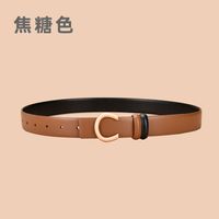Ladies Double Sided Available Internal Buckle Simple Thin Belt Cowhide sku image 4