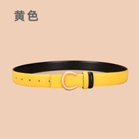 Ladies Double Sided Available Internal Buckle Simple Thin Belt Cowhide sku image 6