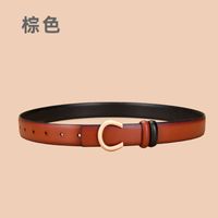 Ladies Double Sided Available Internal Buckle Simple Thin Belt Cowhide sku image 8